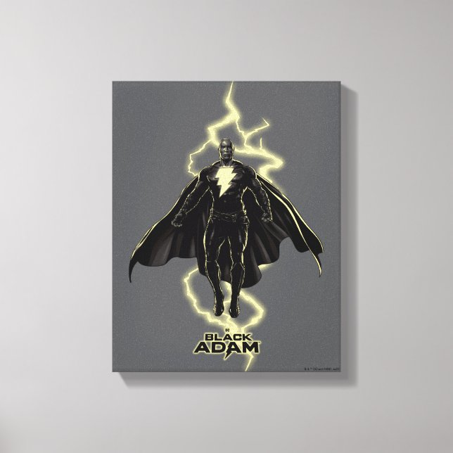Black Adam Lightning Silhouette Graphic Leinwanddruck (Vorderseite)