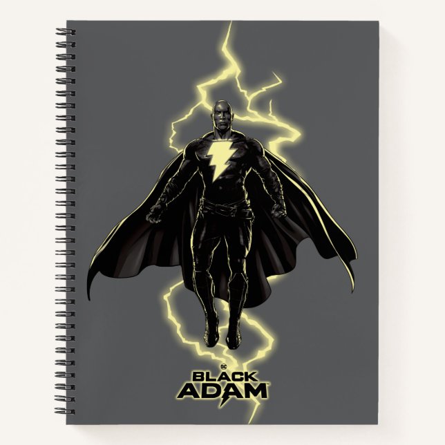 Black Adam Lightning Silhouette Graphic Notizbuch (Vorderseite)