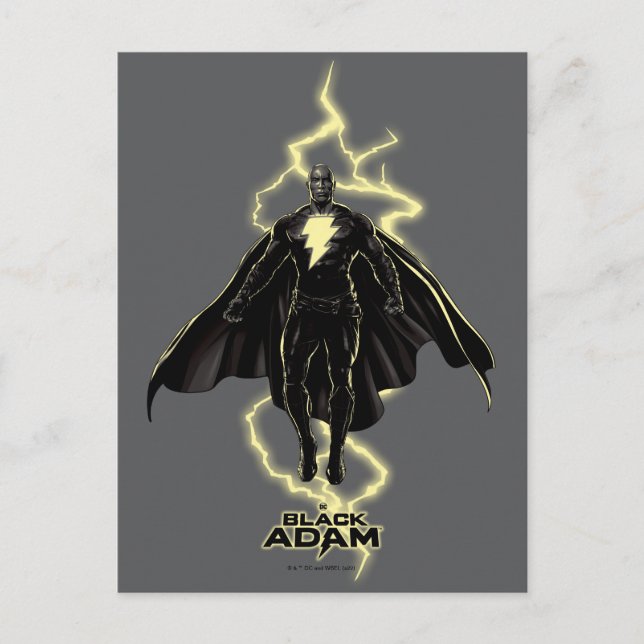 Black Adam Lightning Silhouette Graphic Postkarte (Vorderseite)