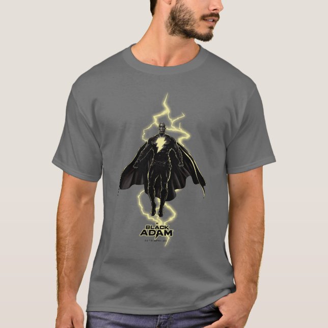 Black Adam Lightning Silhouette Graphic T-Shirt (Vorderseite)