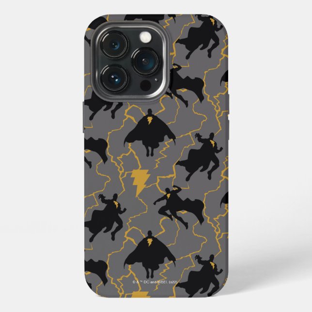 Black Adam Lightning Silhouette Pattern iPhone Hülle (Hinten)