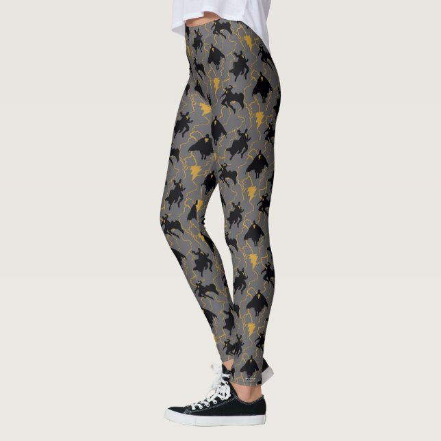 Black Adam Lightning Silhouette Pattern Leggings (Links)