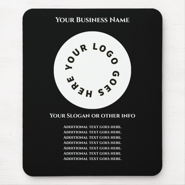 Black add your own text and logo mousepad (Vorne)