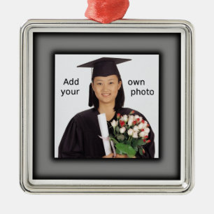 Black Add your Photo Silbernes Ornament
