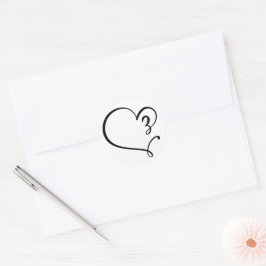 Black Aesthetic Line Heart Wedding Umschlag Aufkle Runder Aufkleber