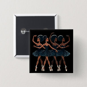 Black African American Ballerina Ballet Dance Girl Button