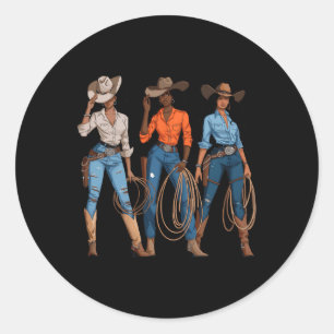 Black African American Cowgirl Western Country Rod Runder Aufkleber