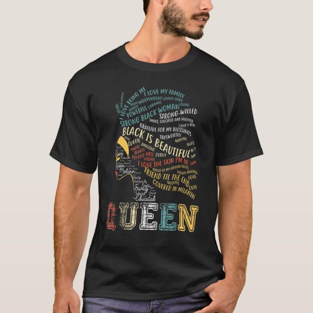 Black African American Ebony Queen Empowerment Ret T-Shirt (Vorderseite)