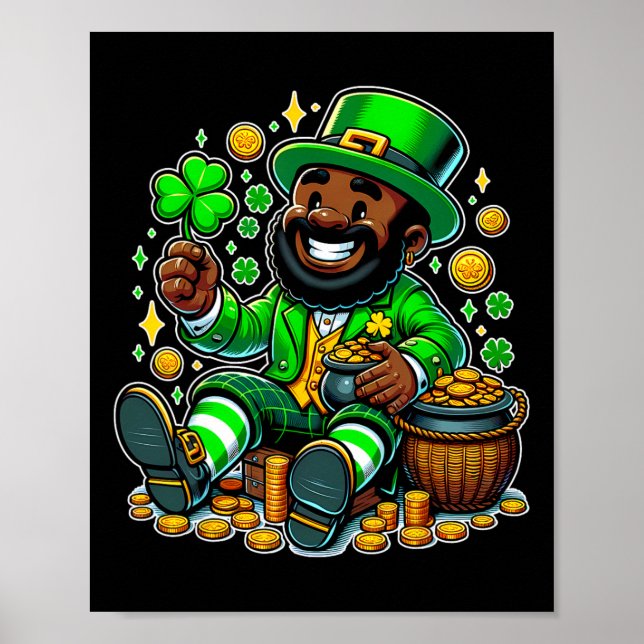 Black African American Leprechaun Saint Patrick Poster (Vorne)