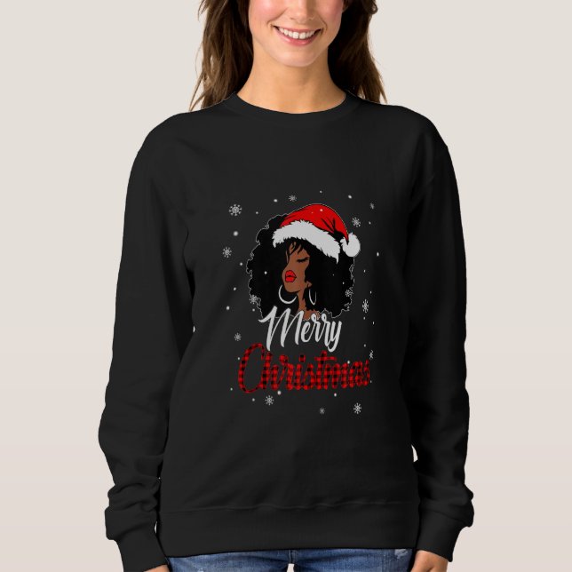 Black African American Santa Apparel Christmas Mel Sweatshirt (Vorderseite)