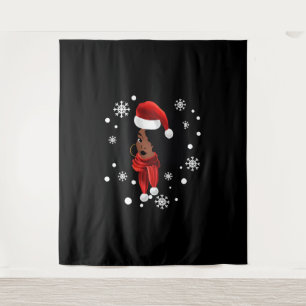 Black African American Santa Apparel Christmas Mel Wandteppich