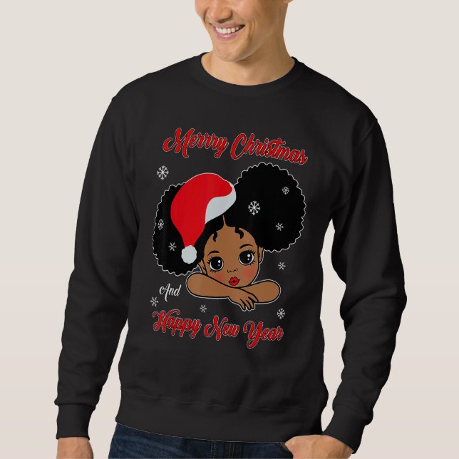Black African American Santa Christmas Melanin Gir Sweatshirt (Vorderseite)