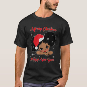 Black African American Santa Christmas Melanin Gir T-Shirt