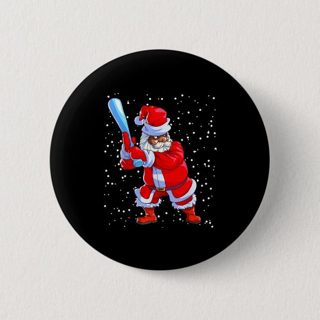 Black African American Santa Claus Baseball Afro C Button (Vorderseite)