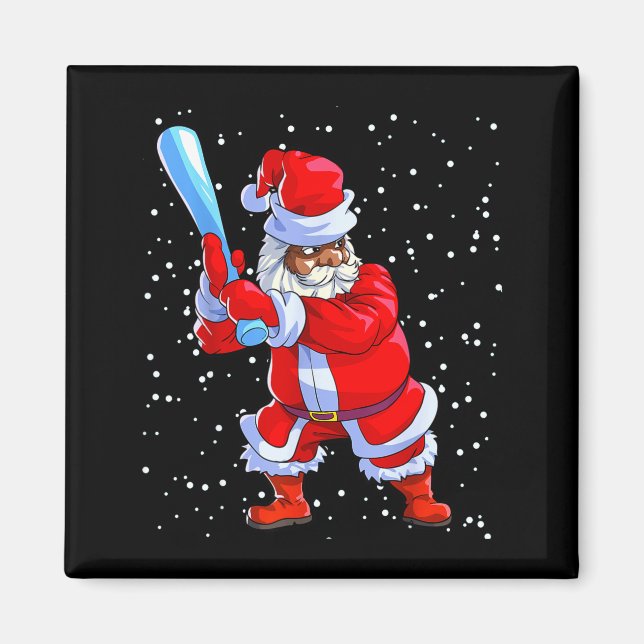 Black African American Santa Claus Baseball Afro C Magnet (Vorne)