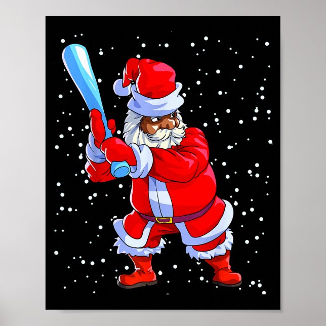 Black African American Santa Claus Baseball Afro C Poster (Vorne)