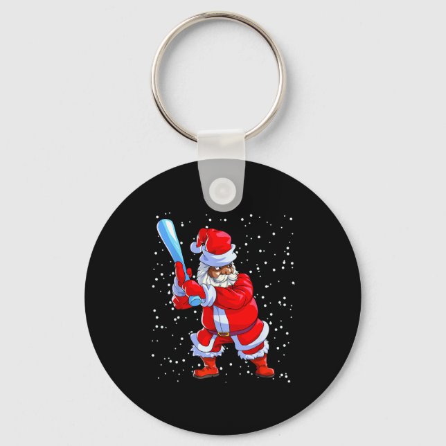 Black African American Santa Claus Baseball Afro C Schlüsselanhänger (Vorderseite)