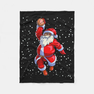 Black African American Santa Claus Basketball Afro Fleecedecke