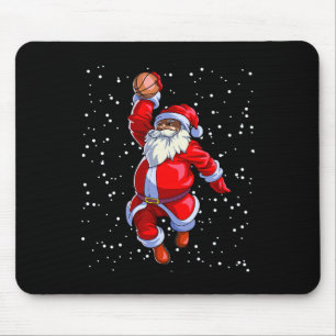 Black African American Santa Claus Basketball Afro Mousepad