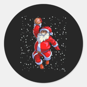 Black African American Santa Claus Basketball Afro Runder Aufkleber