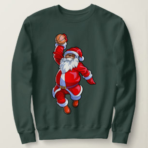 Black African American Santa Claus Basketball Afro Sweatshirt