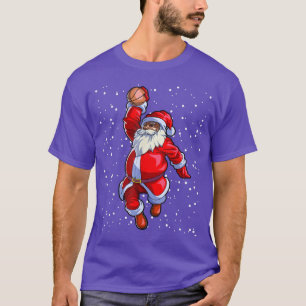 Black African American Santa Claus Basketball Afro T-Shirt