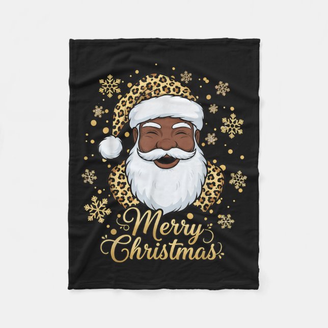 Black African American Santa Claus Christmas Afro  Fleecedecke (Vorderseite)