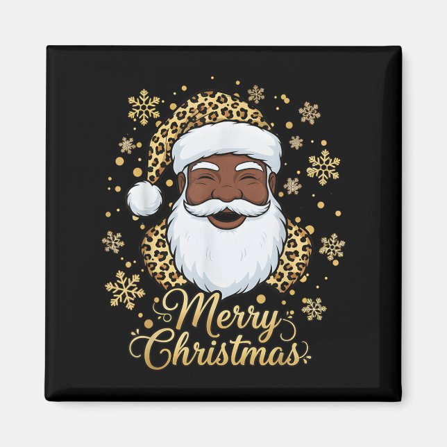 Black African American Santa Claus Christmas Afro  Magnet (Vorne)