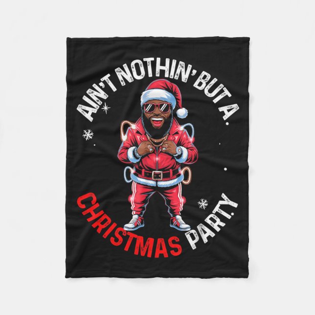 Black African American Santa Claus Christmas Pajam Fleecedecke (Vorderseite)
