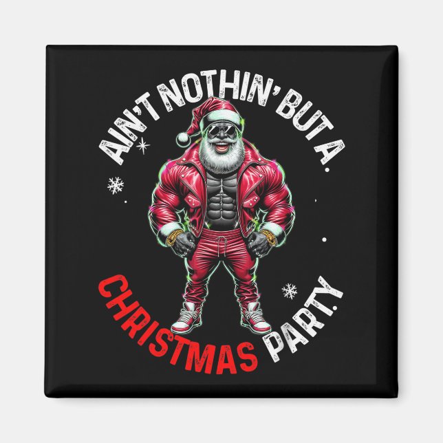 Black African American Santa Claus Christmas Pajam Magnet (Vorne)