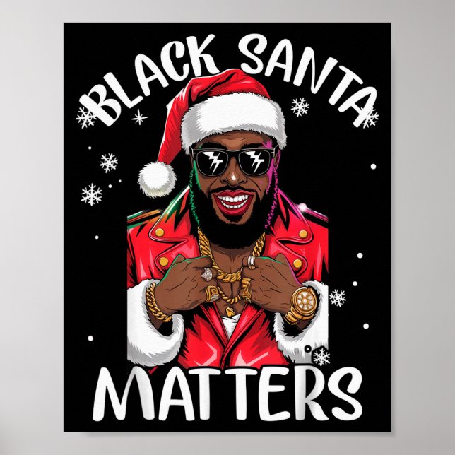 Black African American Santa Claus Christmas Pajam Poster (Vorne)