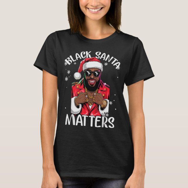 Black African American Santa Claus Christmas Pajam T-Shirt (Vorderseite)