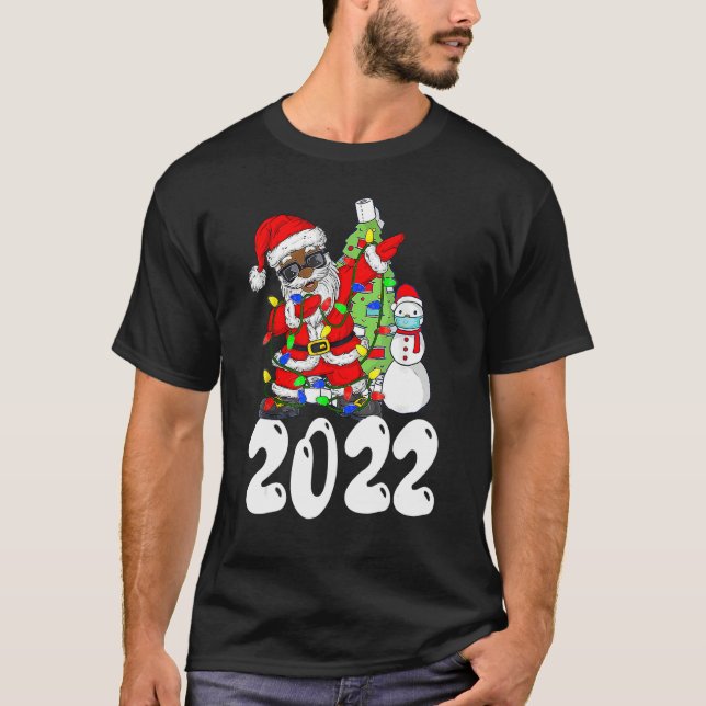 Black African American Santa Claus Christmas pajam T-Shirt (Vorderseite)