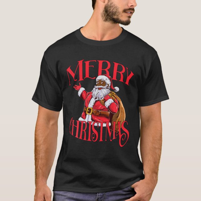 Black African American Santa Claus Christmas T Shi T-Shirt (Vorderseite)