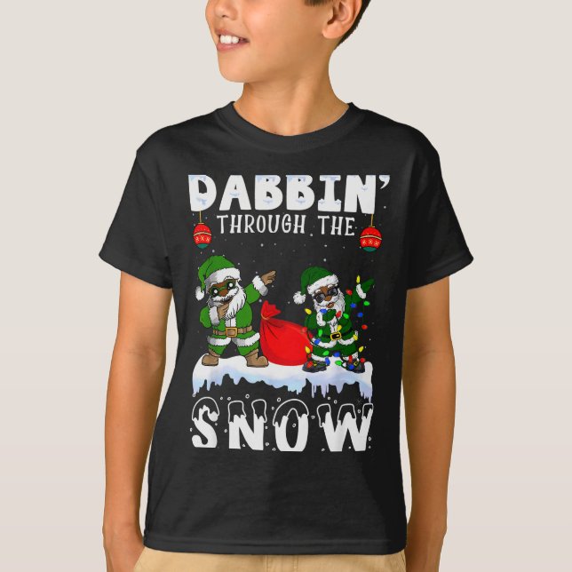 Black African American Santa Claus Dabbing Christm T-Shirt (Vorderseite)