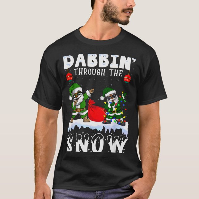 Black African American Santa Claus Dabbing Christm T-Shirt (Vorderseite)
