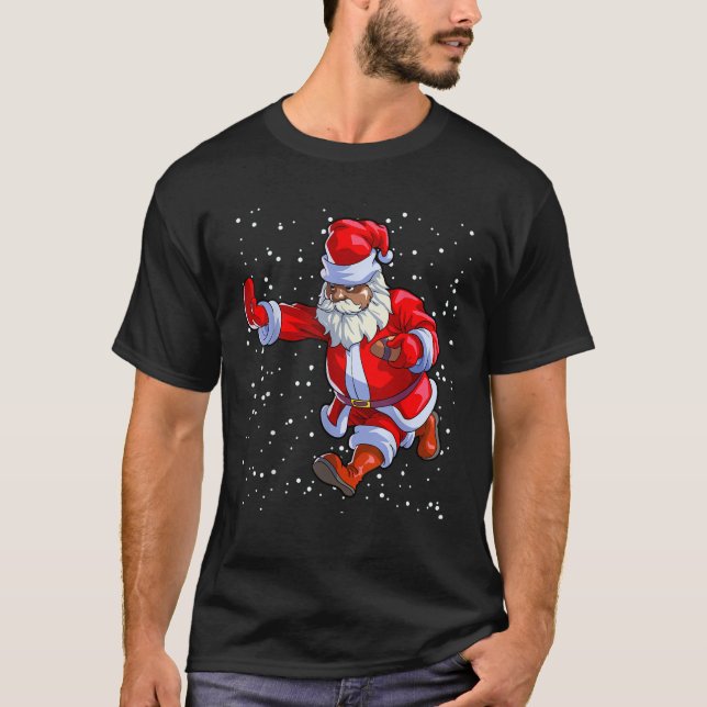 Black African American Santa Claus Football Afro C T-Shirt (Vorderseite)