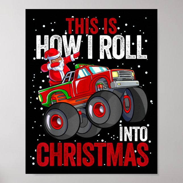 Black African American Santa Claus Monster Truck C Poster (Vorne)