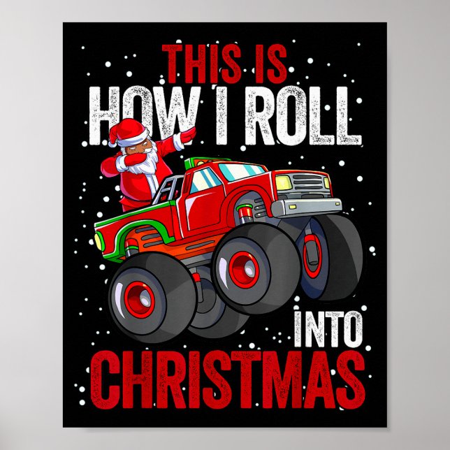 Black African American Santa Claus Monster Truck C Poster (Vorne)