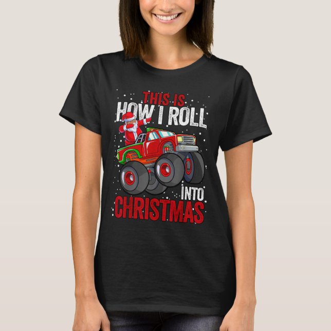 Black African American Santa Claus Monster Truck C T-Shirt (Vorderseite)