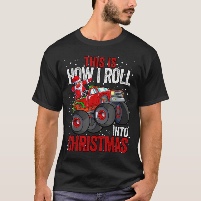Black African American Santa Claus Monster Truck C T-Shirt (Vorderseite)