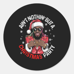 Black African American Santa Claus Weihnachten Paj Runder Aufkleber