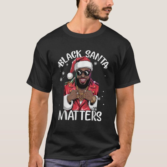 Black African American Santa Claus Weihnachten Paj T-Shirt (Vorderseite)