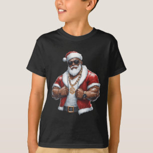 Black African American Santa Claus Xmas Merry Chri T-Shirt