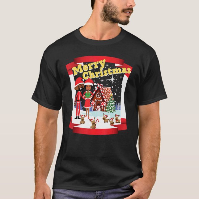 Black African American Santa und Mr. und Mrs. Clau T-Shirt (Vorderseite)