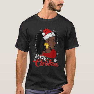 Black African American Weihnachtsmannmütze Christm T-Shirt