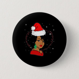Black African Girl American Melanin Christmas Sant Button