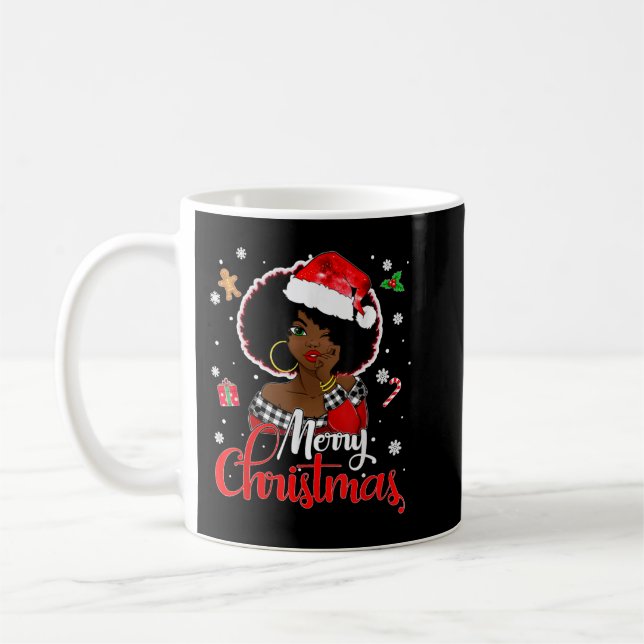 Black African Girl American Melanin Christmas Sant Kaffeetasse (Links)