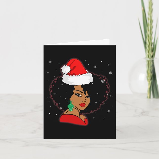 Black African Girl American Melanin Christmas Sant Karte (Vorderseite)