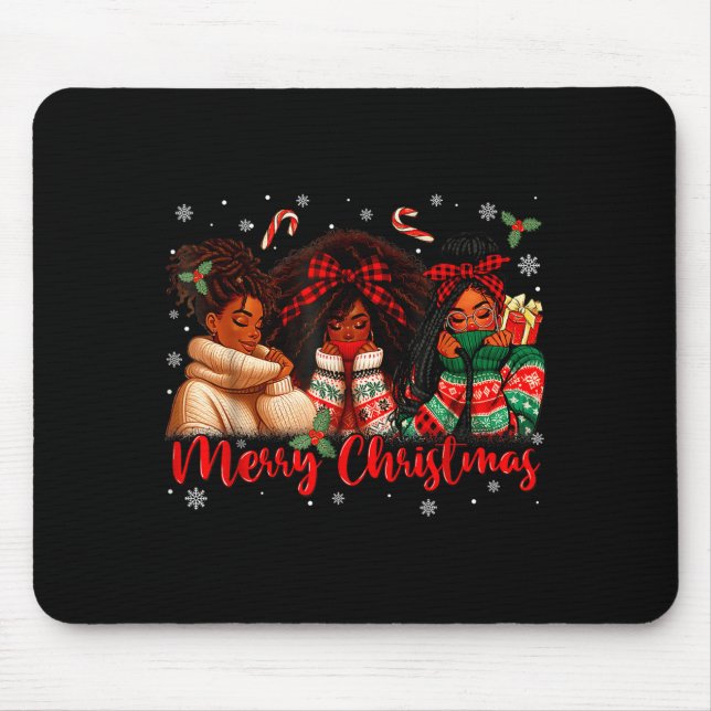 Black African Girl American Melanin Christmas Sant Mousepad (Vorne)